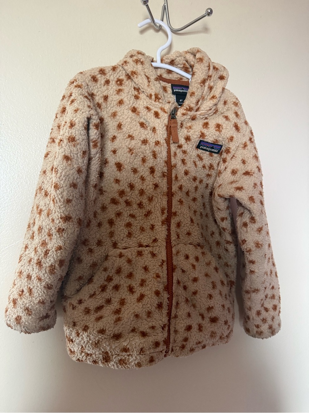 Patagonia Kids Cream Fleece Jacket with Brown Spots